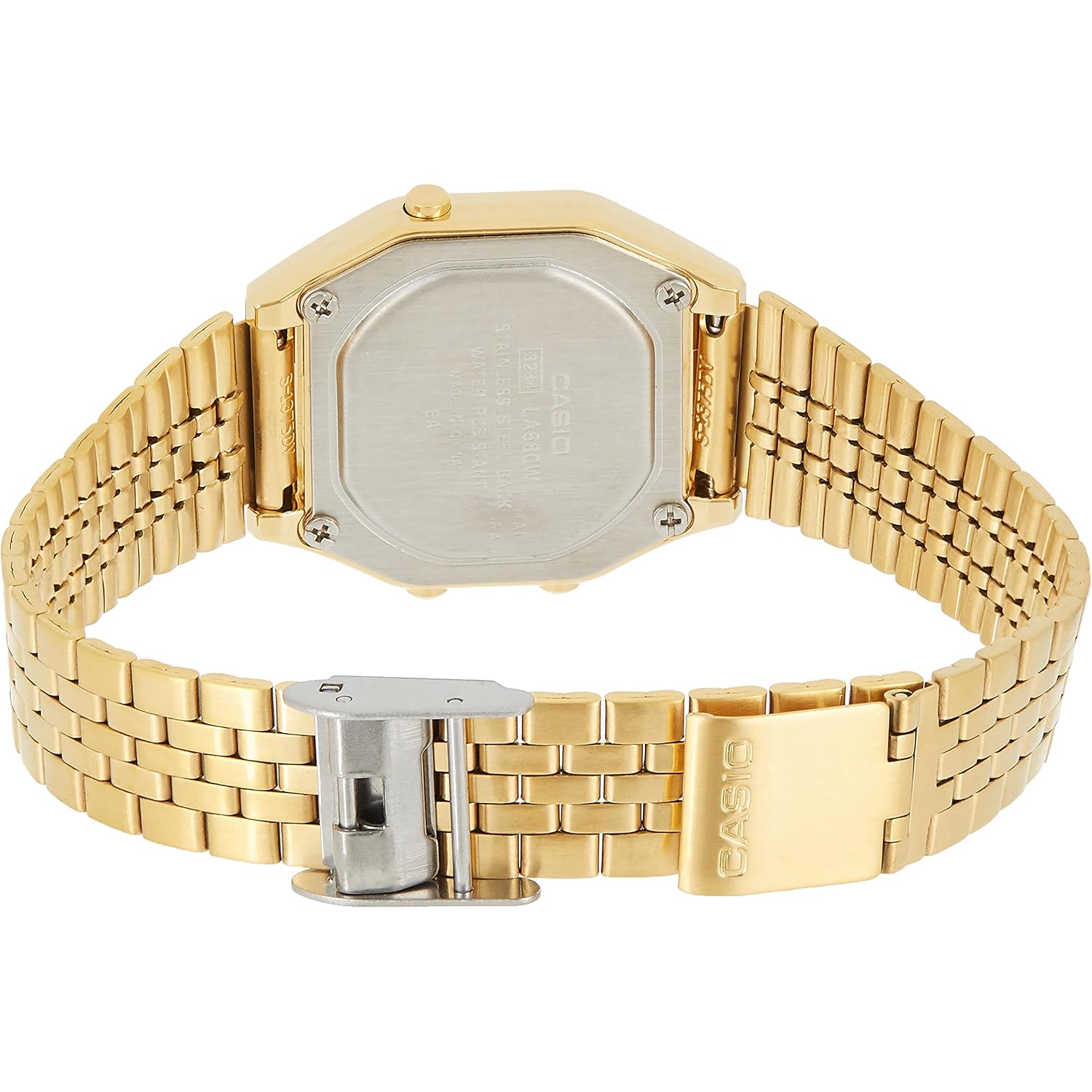 Casio Ladies Mid-Size Gold Tone Digital Retro Watch La-680Wga-9Df