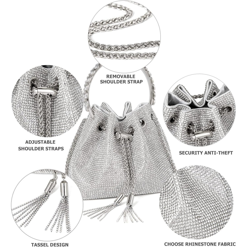 Sweetovo Bling Crystal Rhinestone Purse for Women Sparkly Clutch Handbag Crossbody Bag for Evening Wedding Party Prom