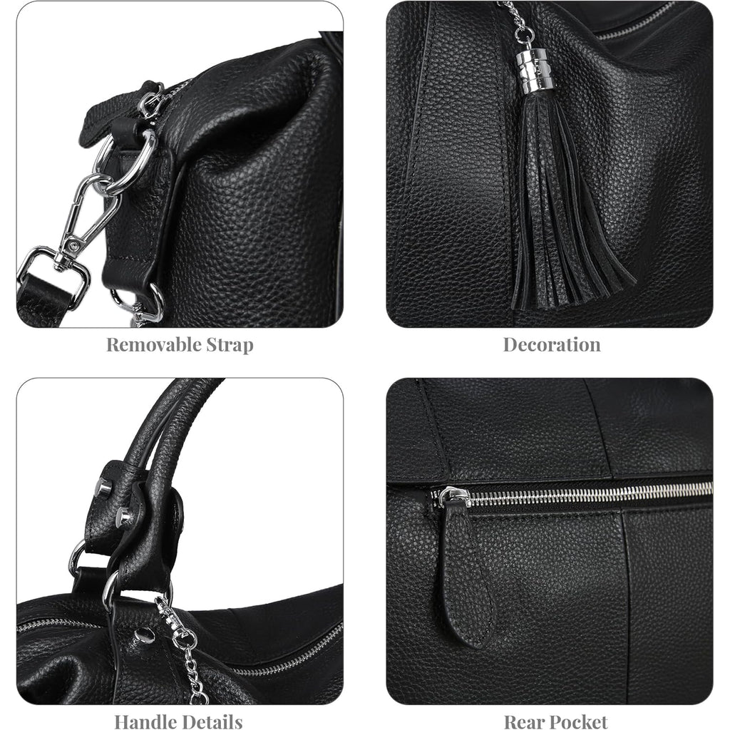 HESHE Womens Genuine Leather Purse Satchel Tote Bags Ladies Real Leather Bags Crossbody Handbags