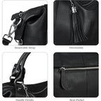 HESHE Womens Genuine Leather Purse Satchel Tote Bags Ladies Real Leather Bags Crossbody Handbags