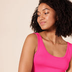 Amazon Essentials Women's Slim-Fit Scoop Neck Tank Top, Pack of 2, Bright Pink/Grey Heather, Large