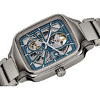 Rado - True Square Open Heart - Unisex Automatic Swiss Watch - 38Mm Square Blue Dial - High-Tech Ceramic Bracelet - R27083202