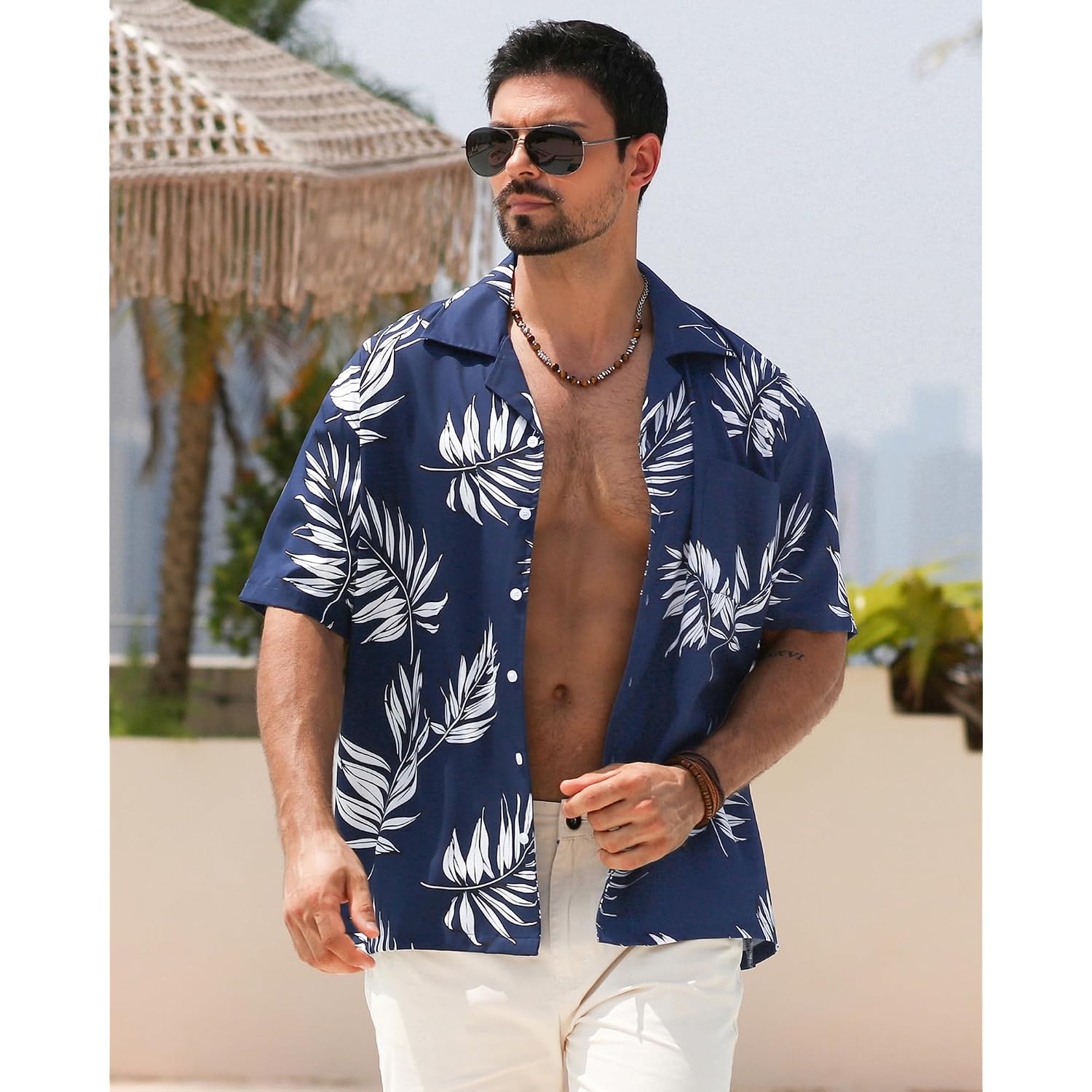 Aptro Men'S Hawaiian Shirt Short Sleeve Summer Beach Tropical Button Down Shirt