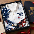 America 250Th Anniversary Hawaiian Shirt 1776-2026, Patriotic Eagle Flag Button Down Shirts Men, Gifts For Independence Day