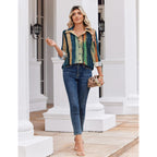 Blouse for Women Dressy Long Sleeve Button Down Shirts Business Casual Outfit Lightweight Solid/Printed Tops