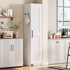 Ironck Narrow Kitchen Pantry Cabinet, 72" H,Slim For Small Place, White | Single Door With 6 Adjustable Shelves, Door Rack And Wheels, Space Saving Freestanding Storage Floor Cabinet