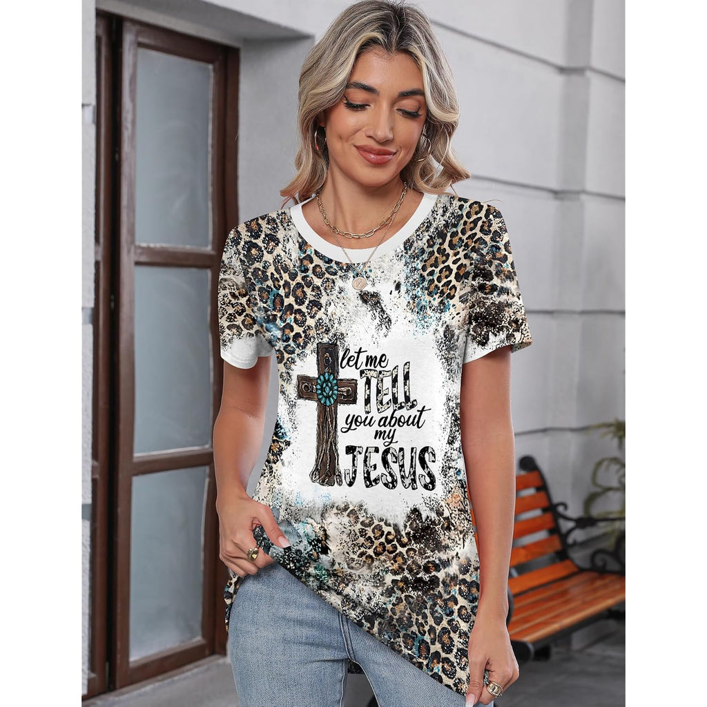 Kistore Womens Crew Neck Short Sleeve Tops Dressy Casual Blouses Summer Shirts S-3XL