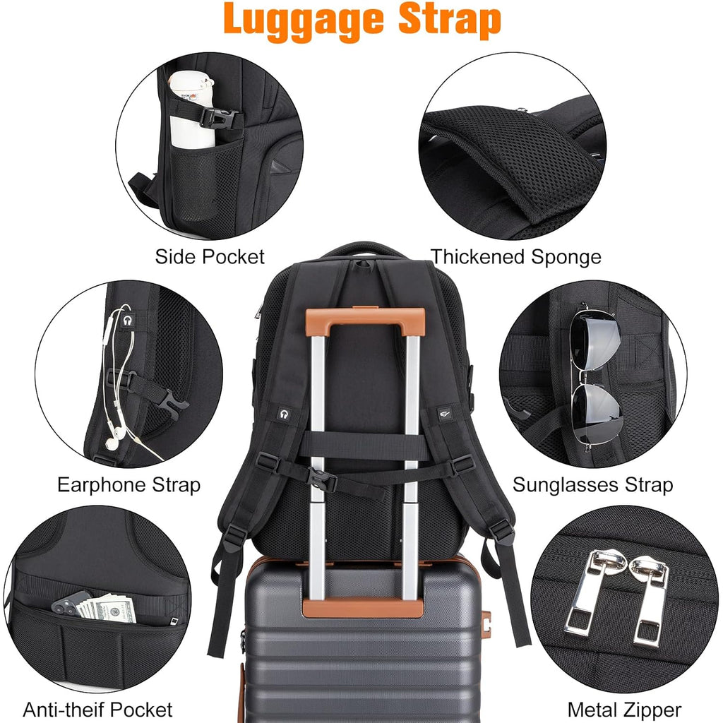 Insulated Lunch Backpack Fit 17" Laptop With Cooler Compartment | 2 In 1 Work Backpack With Lunch Box, Lunch Compartment, Water-Resistant, Lightweight, College Couputer Bag, Men & Women