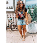 Retro Western Cowboy Shirt for Women's V-Neck Graphic Shirt Country Concert T-Shirt Summer Short-Sleeved Tees Tops Black4