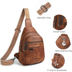 7L Sling Bag For Women Men Vegan Leather Crossbody Bags Fanny Pack Purse Backpack Over Shoulder Bag Travel Anti Theft