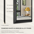 36X32 Inch Black Bathroom Mirror For Wall, Thick Metal Framed Rectangle Mirrors For Over Sink, Bedroom, Living Room, Entryway, Anti-Rust, Hd Tempered Glass