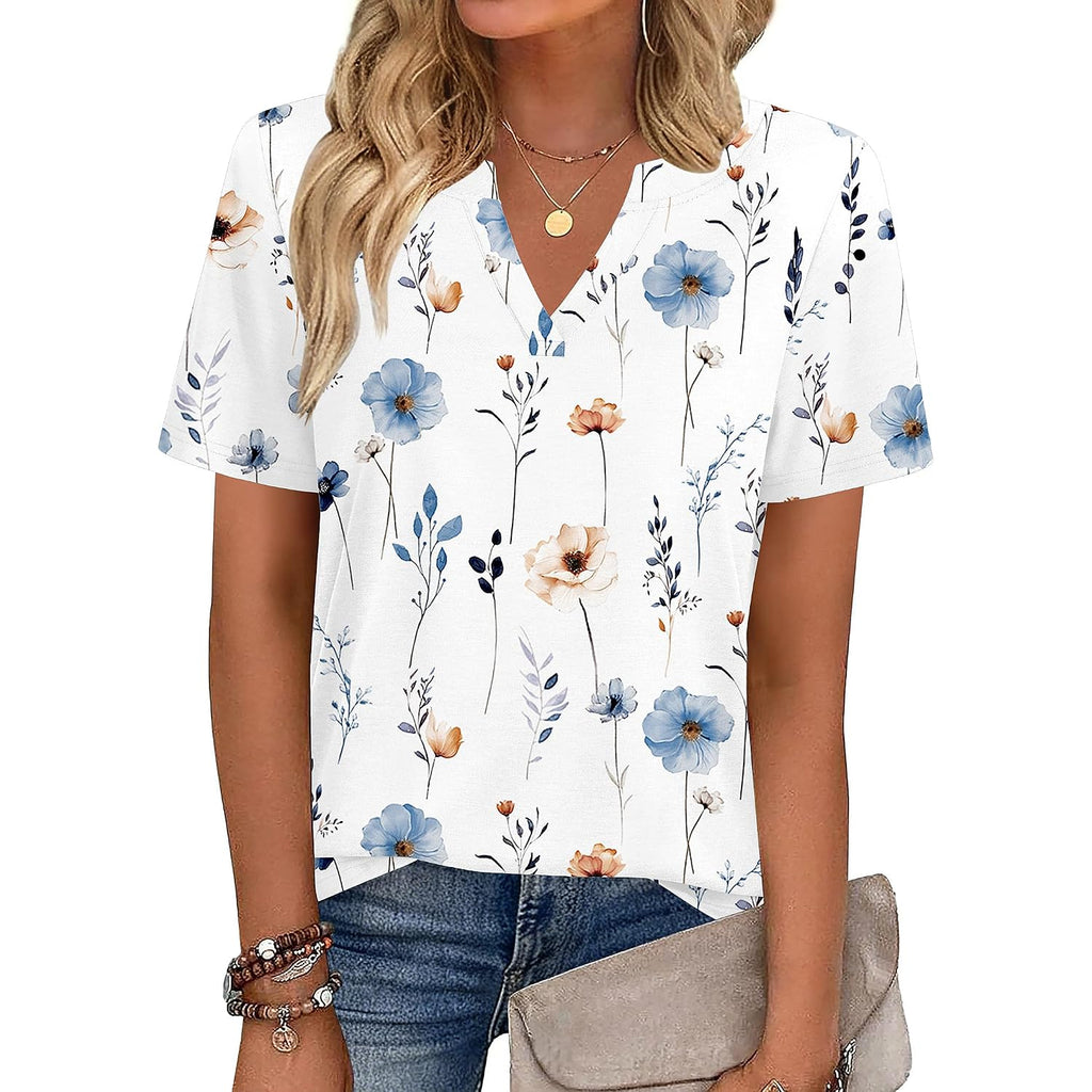 Zeagoo Womens Tops Short Sleeve V Neck Tee Shirts Cute Dressy Casual Clothing Business Work Blouse