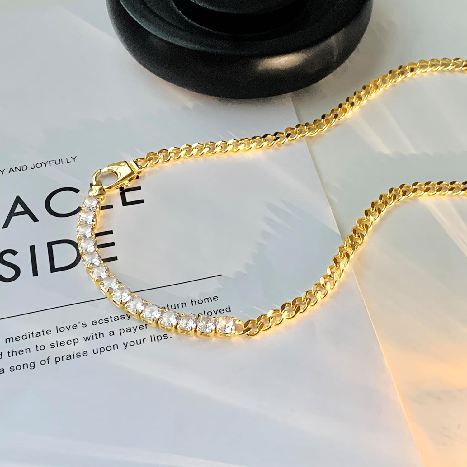 IMBOS 14K Gold Plated Chunky Chain Choker Necklaces for Women Chunky Gold Necklace Tennis Necklace for Women CZ Love Chain Cuban Link Choker Jewelry Gifts