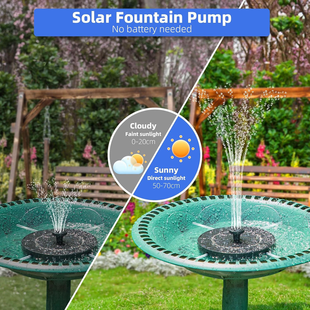 Solar Fountain For Bird Bath, Solar Water Fountain With Multiple Nozzles & Fixed Pipes, Upgraded Version 3.5W Solar Water Pump, Suitable For Bird Bath, Garden, Courtyard, Fish Tank, Outdoor
