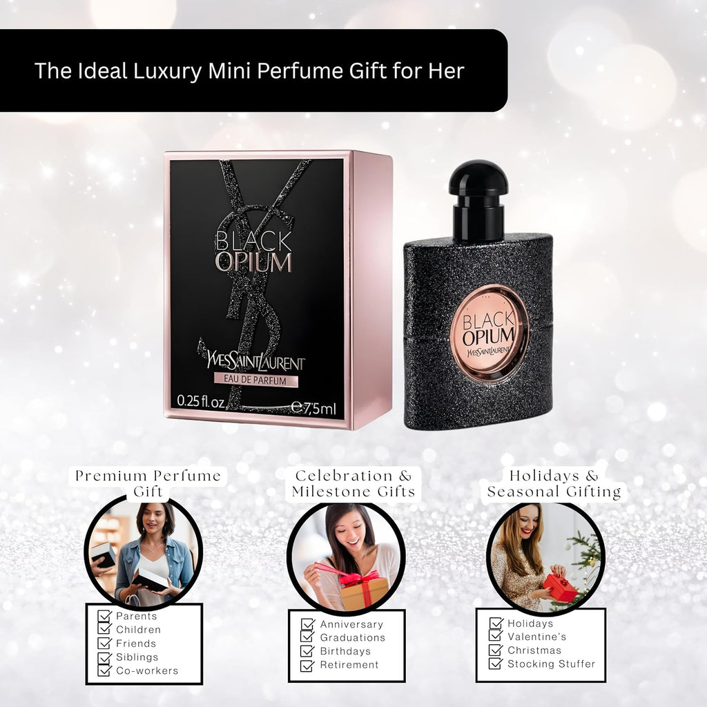 Yves Saint Laurent Black Opium Perfume For Women Mini Edp Splash 0.25 Ounce