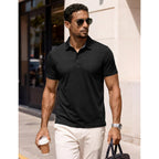 Magcomsen Men'S Polo Shirts Short Sleeve Cotton Pique 3 Button Classic Fit Casual T-Shirt Performance Golf Shirts