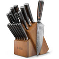 Yatoshi Professional Kitchen Knife Set, 15 Pieces, High Carbon Stainless Steel, Ergonomic Handle