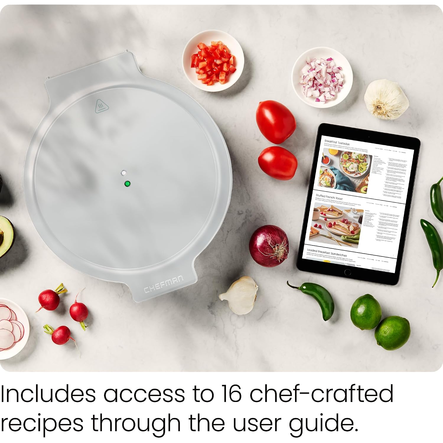 Chefman Everything Maker & Pizza Oven – 1440W Countertop Electric Pizza Maker With 12” Nonstick Cooking Plates, Plus Makes Quesadillas, Omelettes And More, With Indicator Lights And Vertical Storage