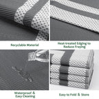 Happytrends Outdoor Rug Reversible Portable Plastic Straw Camping Rugs For Outside Rv,Large Waterproof Outdoor Area Rugs For Patio,Deck,Porch,Balcony(5'X 8',White&Gray)