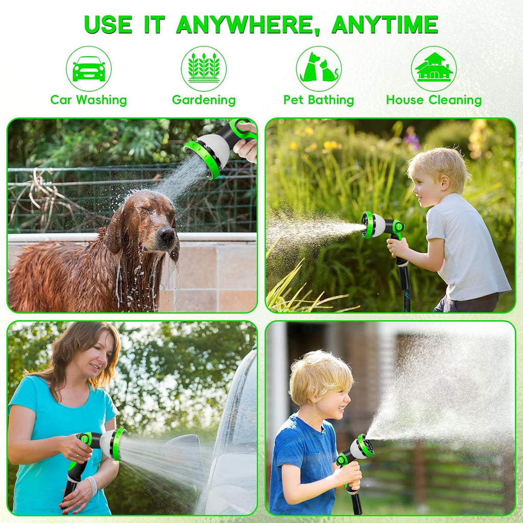 Junredy Garden Hose 50 Ft, Non-Expandable Heavy-Duty Flexible & Lightweight Water Hose With 10-Function Nozzle, No-Kink, Leak-Proof Super Fabric, Solid Fittings For Lawn, Car, Outdoor (Black Blue)