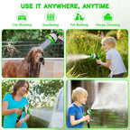 Junredy Garden Hose 50 Ft, Non-Expandable Heavy-Duty Flexible & Lightweight Water Hose With 10-Function Nozzle, No-Kink, Leak-Proof Super Fabric, Solid Fittings For Lawn, Car, Outdoor (Black Blue)
