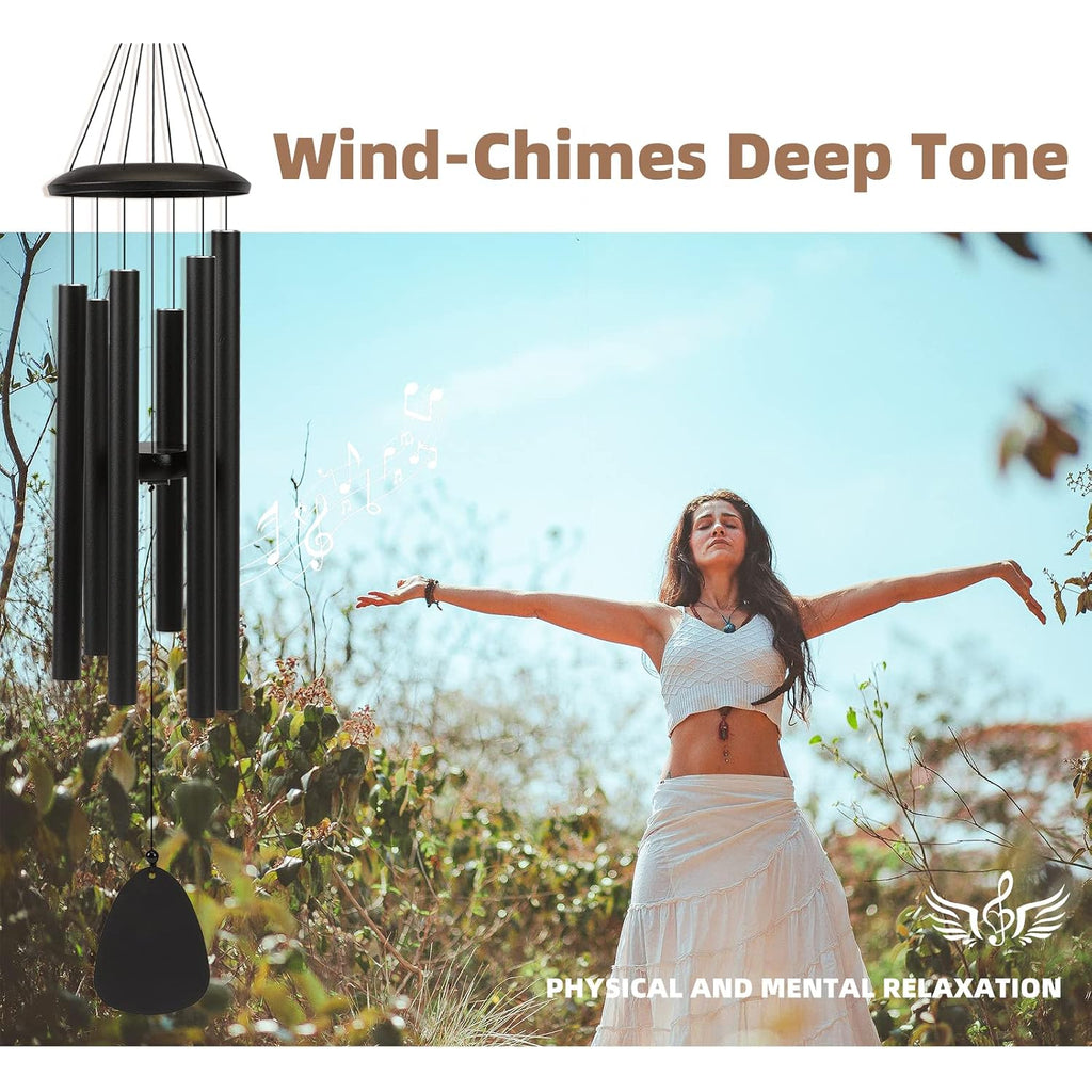 Fsvgyy Wind-Chimes-Outdoor-Large-Decor, Deep Tone Soothing Melodic Tones Windchimes, Wind Chimes For Outside, Memorial Wind Chime Best Gift For Mom Women Grandma Neighbors（32" Black）