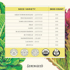 Sereniseed Certified Organic Leafy Greens Lettuce Seeds Collection (10-Pack) – 100% Non Gmo, Open Pollinated – Grow Guide