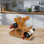 Countertop Wine Rack - 6 Bottle Wooden Wine Rack - Freestanding Wine Bottle Holder Stand - Wine Storage Rack For Cabinet Pantry Bar Kitchen
