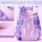 Fimibuke Kids Backpack For School Girls, Waterproof Backpack W/Lunch Box | 3Pcs Lightweight Kids Galaxy Bookbag W/ Lunch Box Combo Set, Cute Backpack For Girls Ages 6+ Elementary Middle School Teens