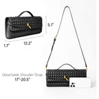 Joryin Woven Purse for Women Evening Clutch Woven Leather & Suede Handbags Crossbody Bag Suede Purse Formal Evening Bag