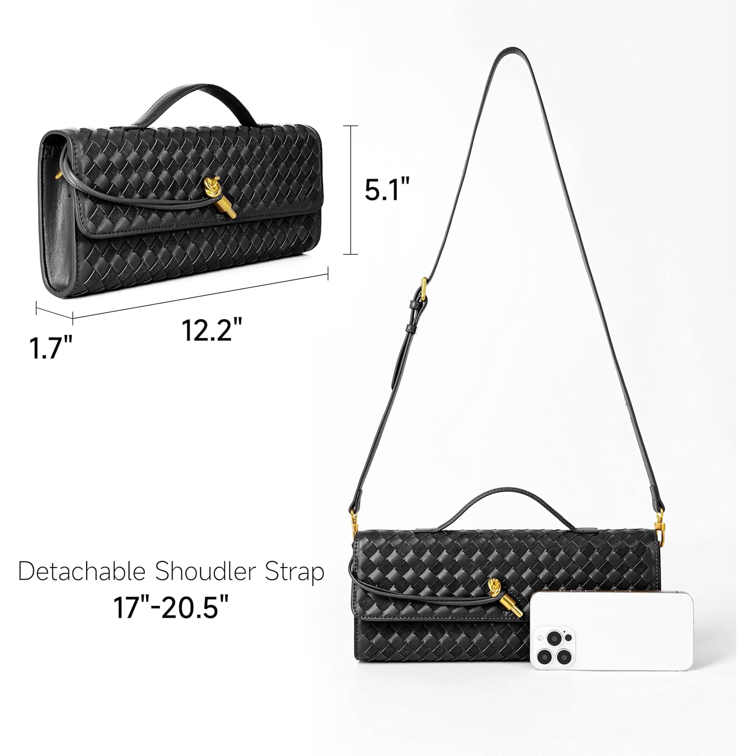 Joryin Woven Purse for Women Evening Clutch Woven Leather & Suede Handbags Crossbody Bag Suede Purse Formal Evening Bag
