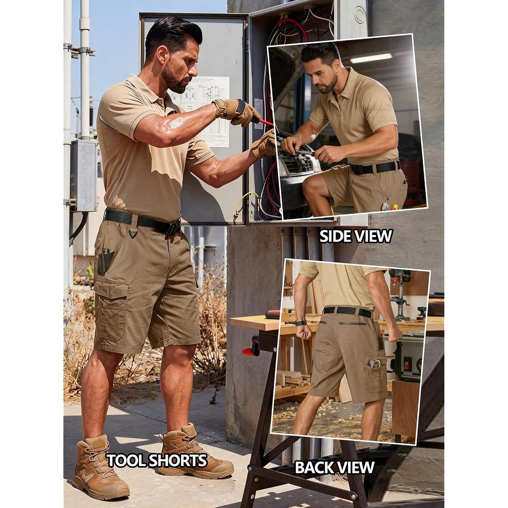 Men'S Cargo Work Shorts Water Resistant Ripstop Tactical Tool Shorts For Outdoor Hiking Fishing With 14 Pockets(No Belt)