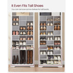 Vasagle Shoe Storage Cabinet, 10 Tier Shoe Rack Organizer, Holds Up To 30 Pairs Of Shoes, For Entryway Bedroom, 12.6 X 24.8 X 73.6 Inches, White Ulbs273T14