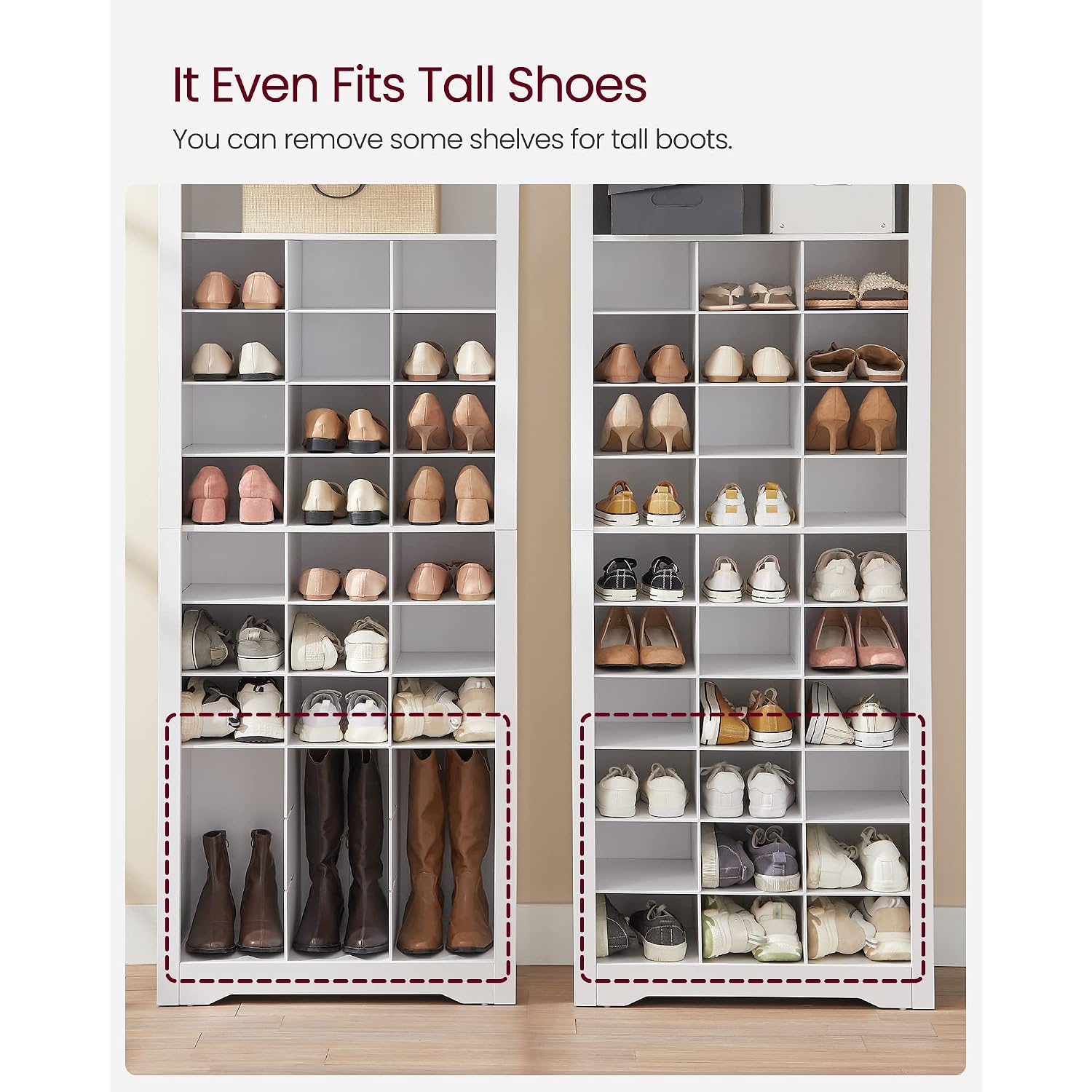 Vasagle Shoe Storage Cabinet, 10 Tier Shoe Rack Organizer, Holds Up To 30 Pairs Of Shoes, For Entryway Bedroom, 12.6 X 24.8 X 73.6 Inches, White Ulbs273T14