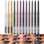 Langmanni 12Pcs Metal Colorful Eyeliner Pencil Set - Matte & Shimmer Eye Makeup,Smooth Use Long-Lasting & Waterproof Eyeliner Set