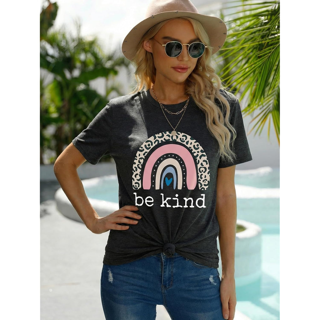 Graphic T Shirts for Women Summer Casual Tops Short Sleeve Tees Loose Fits Blouse Dark Grey