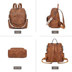 Backpack Purse For Women Pu Leather Backpack Ladies Fashion Handbag Designer Shoulder Bag Small Travel Bag Brown