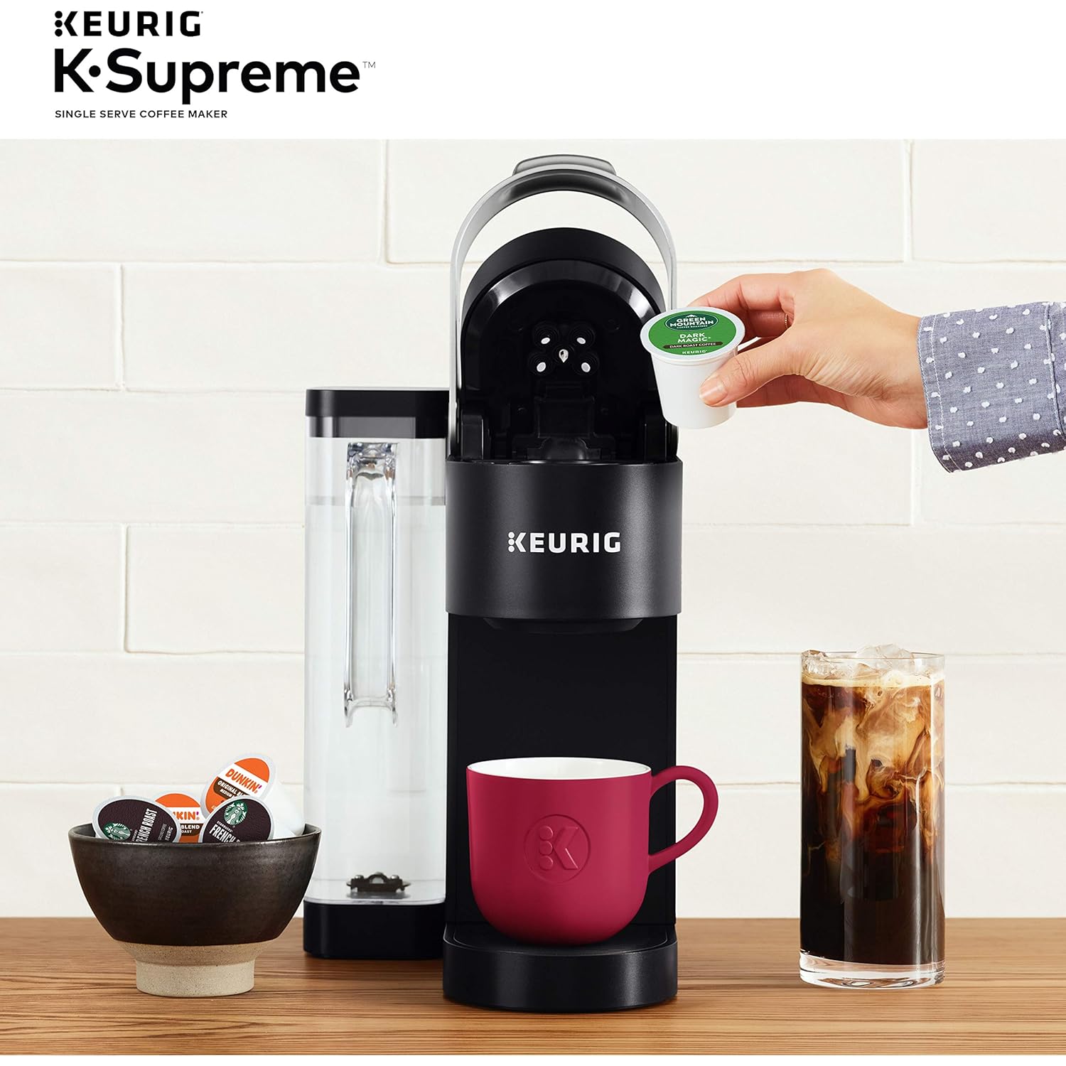Keurig K-Supreme Single Serve K-Cup Pod Coffee Maker, MultiStream Technology, 4 Brew Sizes, 66oz Dual-Position Removable Reservoir, Black