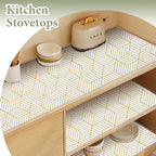 Shelf Liners For Kitchen Cabinets 12In X 20Ft, Non Adhesive Cabinet Liner Strong Non-Slip Thickened Gold Geometric Drawer Liner, Easy To Clean For Shelf, Cabinet With Knife And Tape Measure