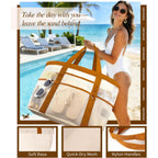2026 Stylish & Spacious Xx-Large Beach Bag For Women – Mesh × Canvas Tote With Top Zipper, 11 Tall Pockets | 40L+ Spacious