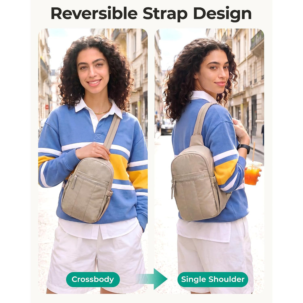 Bagsmart Small Crossbody Bags For Women, Puffer Sling Bag Fanny Packs, Purses Hobo Handbag For Daily Travel Hiking