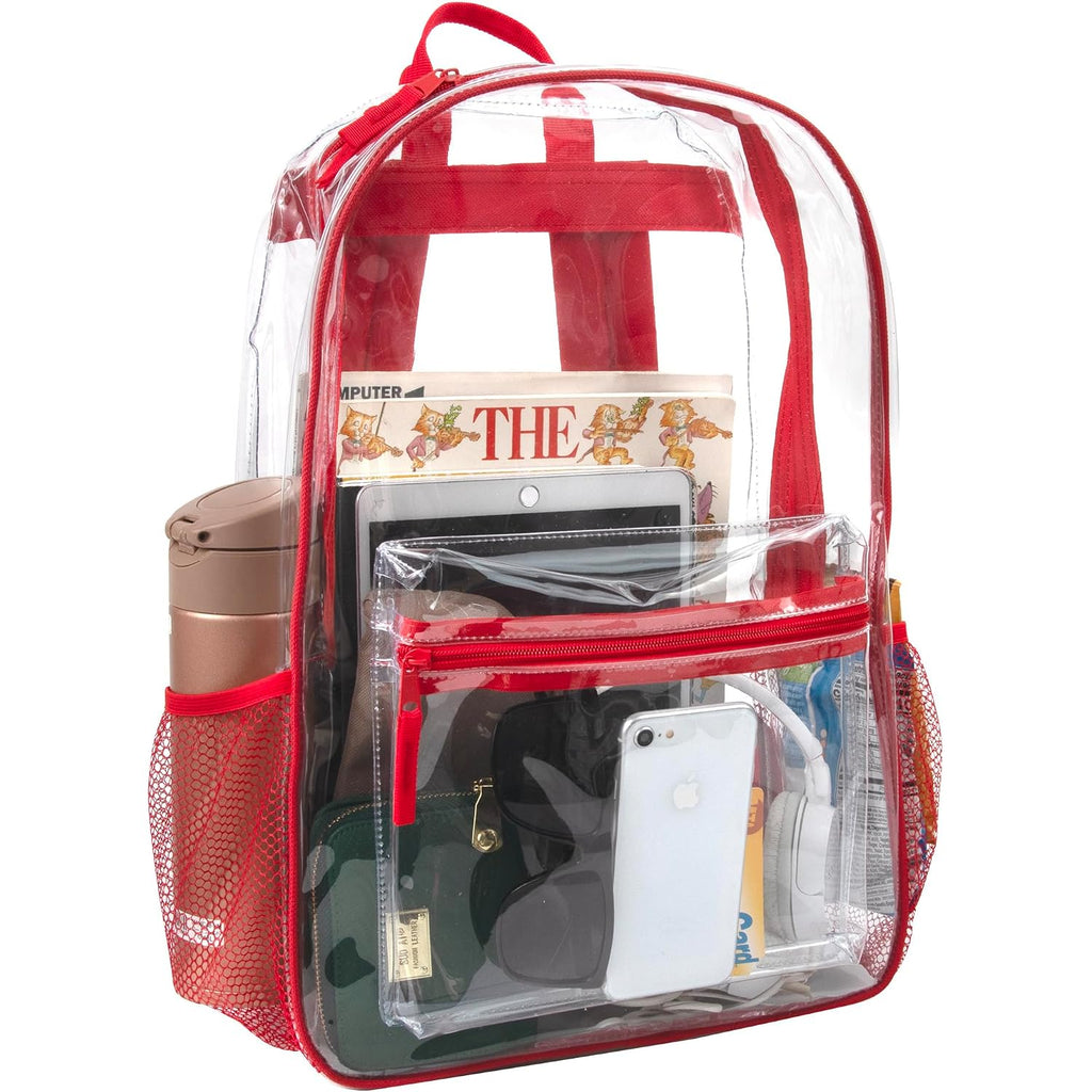 Trail Maker 24 Pack Bulk Clear Backpack Heavy Duty With School Supplies, Side Pockets For Kids, Boys, Girls, School, Stadium Approved (Multicolor Pack)
