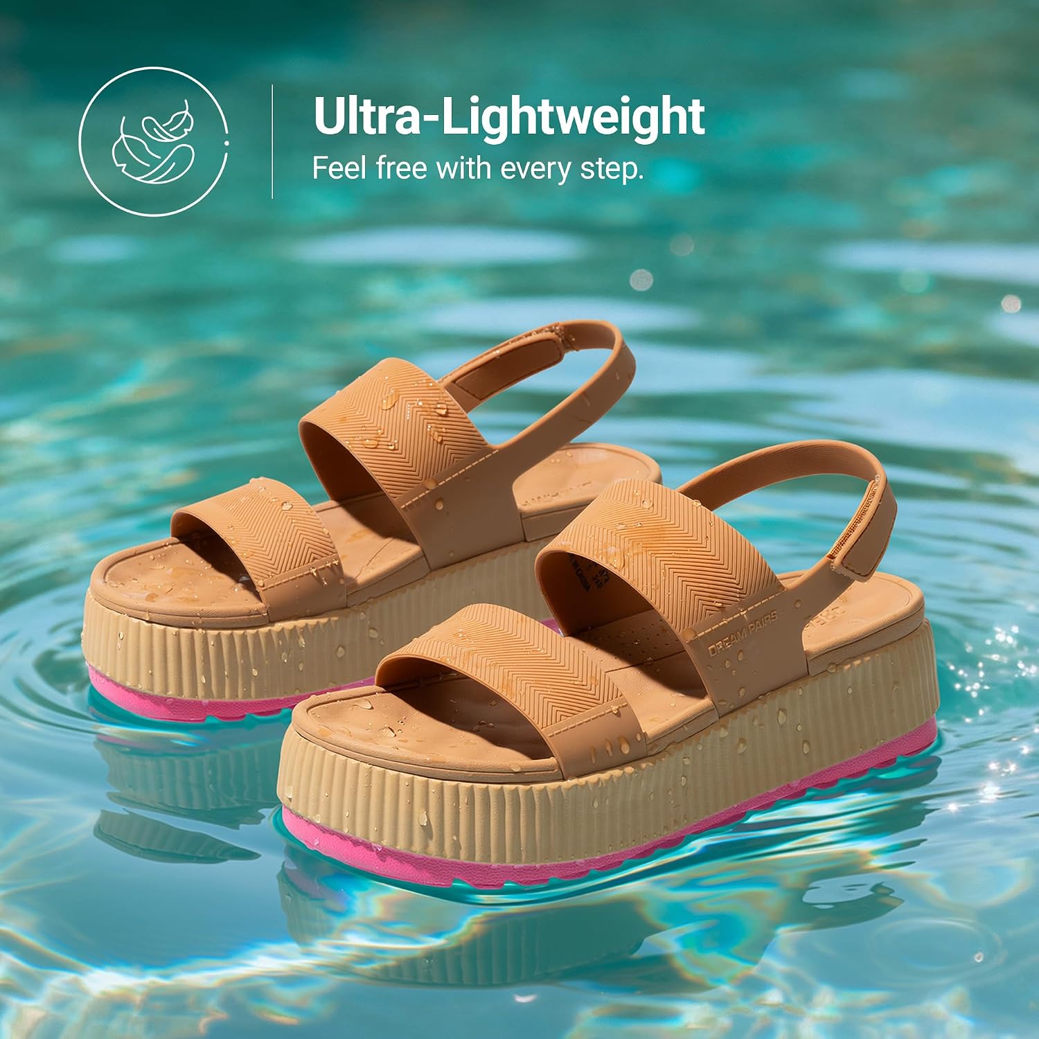 Dream Pairs Women'S Platform Water Sandals Adjustable Lightweight Waterproof Summer Beach Wedge Chunky Sandals