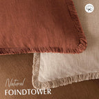 Foindtower Set of 2 Decorative Linen Fringe Throw Pillow Covers Farmhouse Cushion Cover with Tassels Soft Accent Pillowcase for Couch Chair Sofa Bed Living Room Home Decor,20×20 Inch,Fall Rust Orange