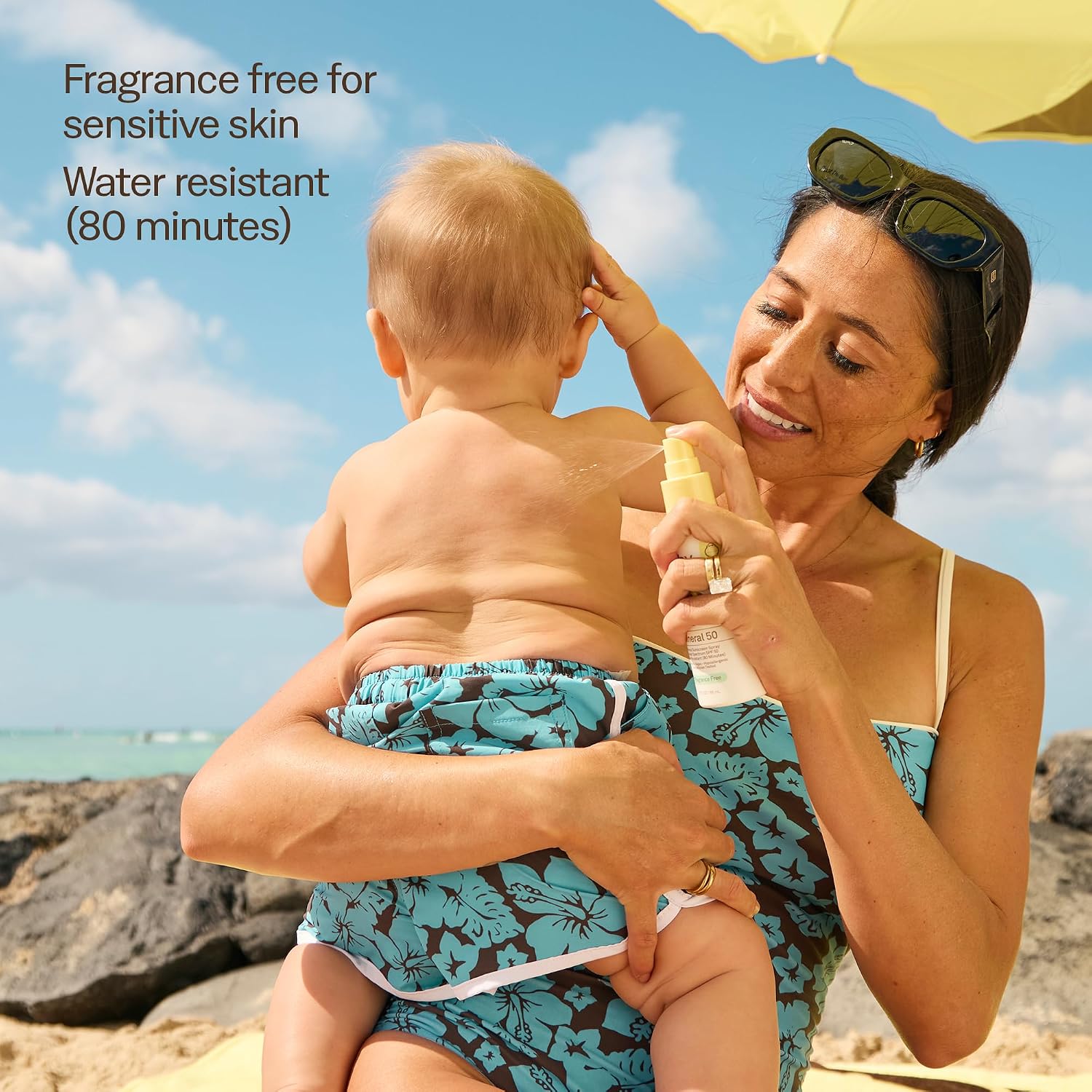 Baby Bum Spf 50 Sunscreen Spray - Mineral Uva/Uvb Face And Body Protection For Sensitive Skin - Fragrance Free - Travel Size - 3 Oz
