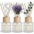 Reed Diffuser Set Of 3, Binca Vidou Lavender, Eucalyptus & Sea Salt Natural Scent Oil Diffusers With Sticks For Home Office Bathroom Aromatherapy Decor 1.69Oz X 3
