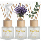Reed Diffuser Set Of 3, Binca Vidou Lavender, Eucalyptus & Sea Salt Natural Scent Oil Diffusers With Sticks For Home Office Bathroom Aromatherapy Decor 1.69Oz X 3