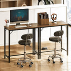 Hoobro Bar Table With Charging Station, Rectangular Pub Table, High Top Coffee Table, Counter Bar Height Table, Narrow Long Dining Table, 35.4" L X 15.7" W X 35.6" H, Rustic Brown And Black Bf90Ubt01