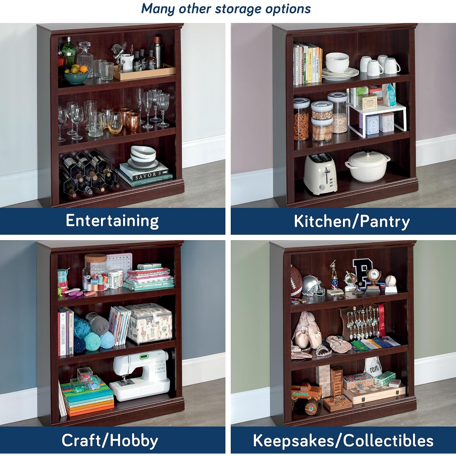 Sauder Miscellaneous Storage 3-Shelf Bookcase/ Book Shelf, Select Cherry Finish