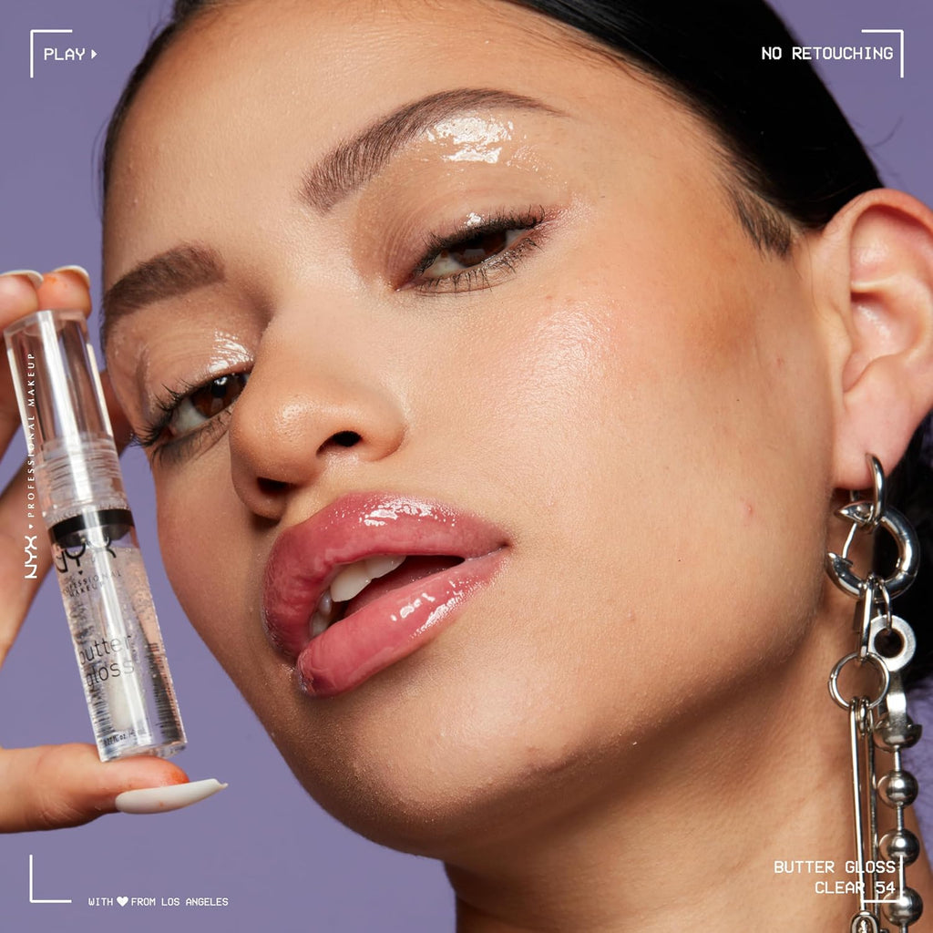 Nyx Professional Makeup Butter Gloss, Non-Sticky Lip Gloss - Sugar Glass ,Clear